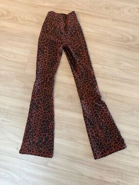 Spiritual Gangster Leopard Print Flare Leggings- Rust and Black